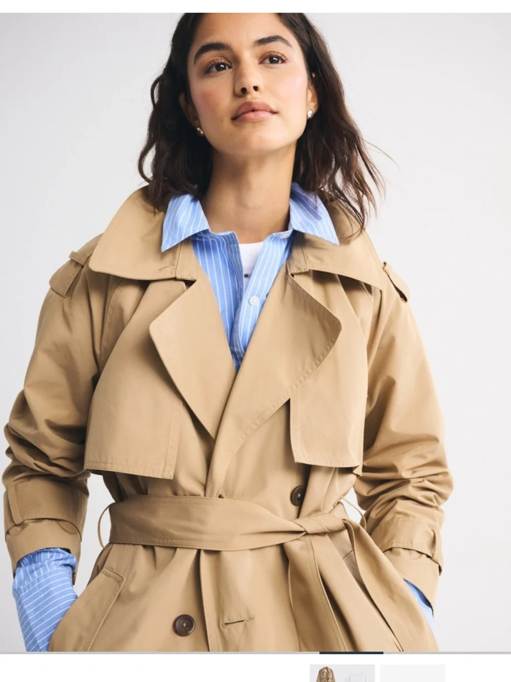 Abercrombie & Fitch Tan Belted Trench Coat - Picture 1 of 4